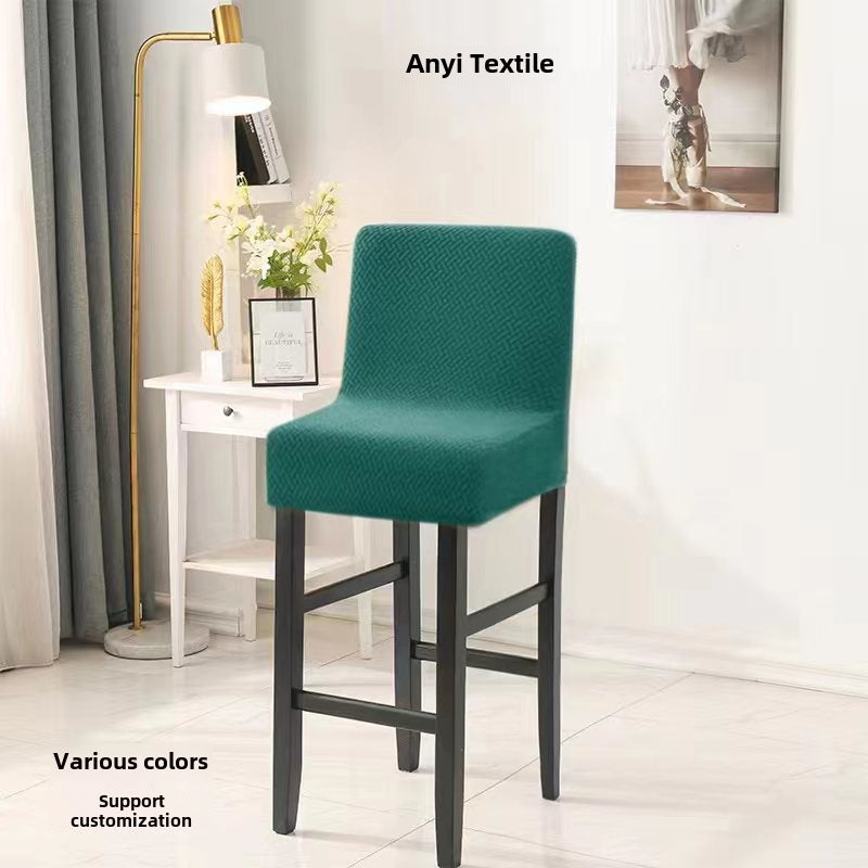Cross-border stretch pull wool low back chair cover high stool cover hotel chair cushion cover household dust cover wholesale(long dark green, low back) - Image 1