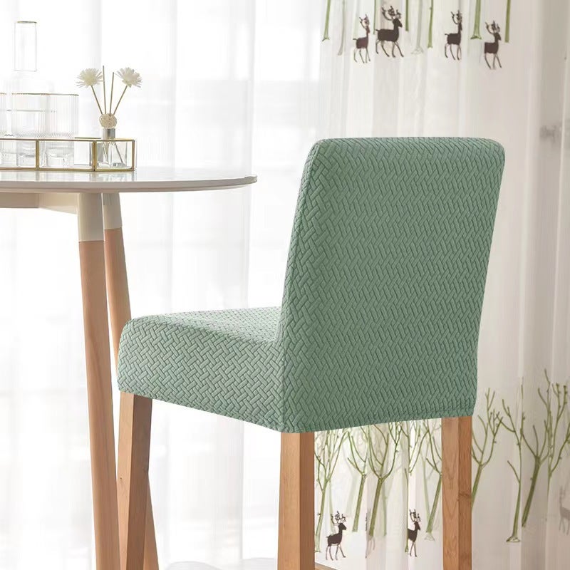 Cross-border stretch pull wool low back chair cover high stool cover hotel chair cushion cover household dust cover wholesale(long dark green, low back) - Image 5
