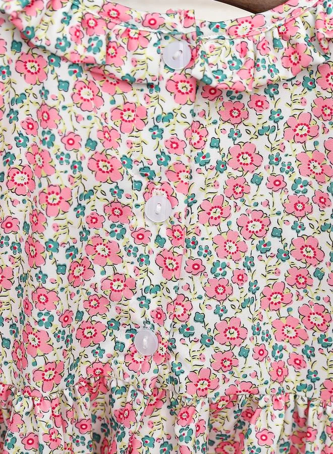 Take Two Take Two Girls Floral Print Ruffled Dress