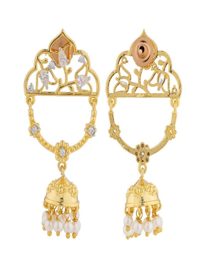 VOYLLA Shahi Dwar Naira Dangler Earrings For Women, Festive, Wedding, Royal, Cocktail, American Diamond, Gift for Women & Girls, Womens Gift - Image 5