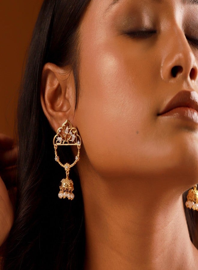VOYLLA Shahi Dwar Naira Dangler Earrings For Women, Festive, Wedding, Royal, Cocktail, American Diamond, Gift for Women & Girls, Womens Gift - Image 3