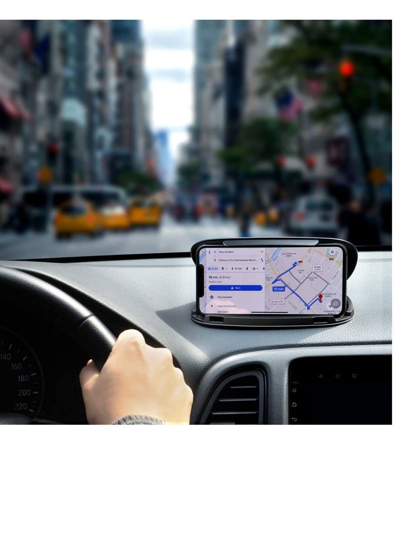 Car Dash Phone Holder, Silicone Clamshell Cell Phone Holder Mount Stands for Car Dashboard, Vehicle GPS Mount Compatible with iPhone, GPS, Galaxy, and Smartphones, Automobile Cradles Universal-Black - Image 4