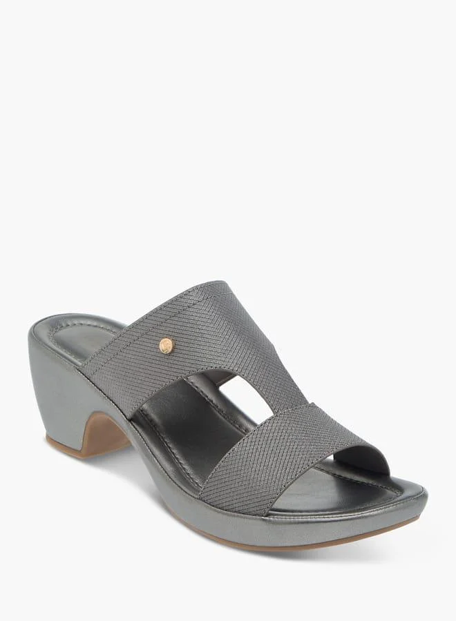 Flora Bella By Shoexpress Womens Textured Slip-On Sandals With Block Heels