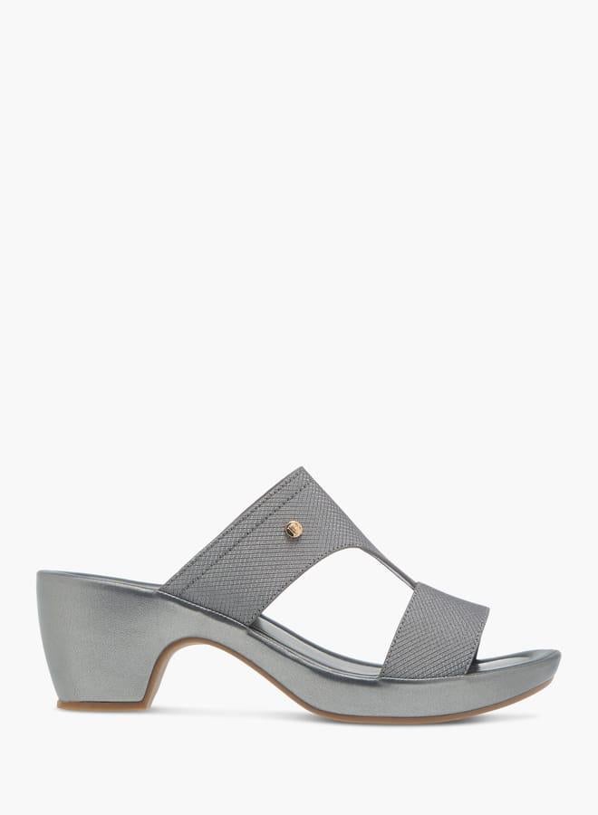 Flora Bella By Shoexpress Womens Textured Slip-On Sandals With Block Heels Ramadan Collection - Image 3