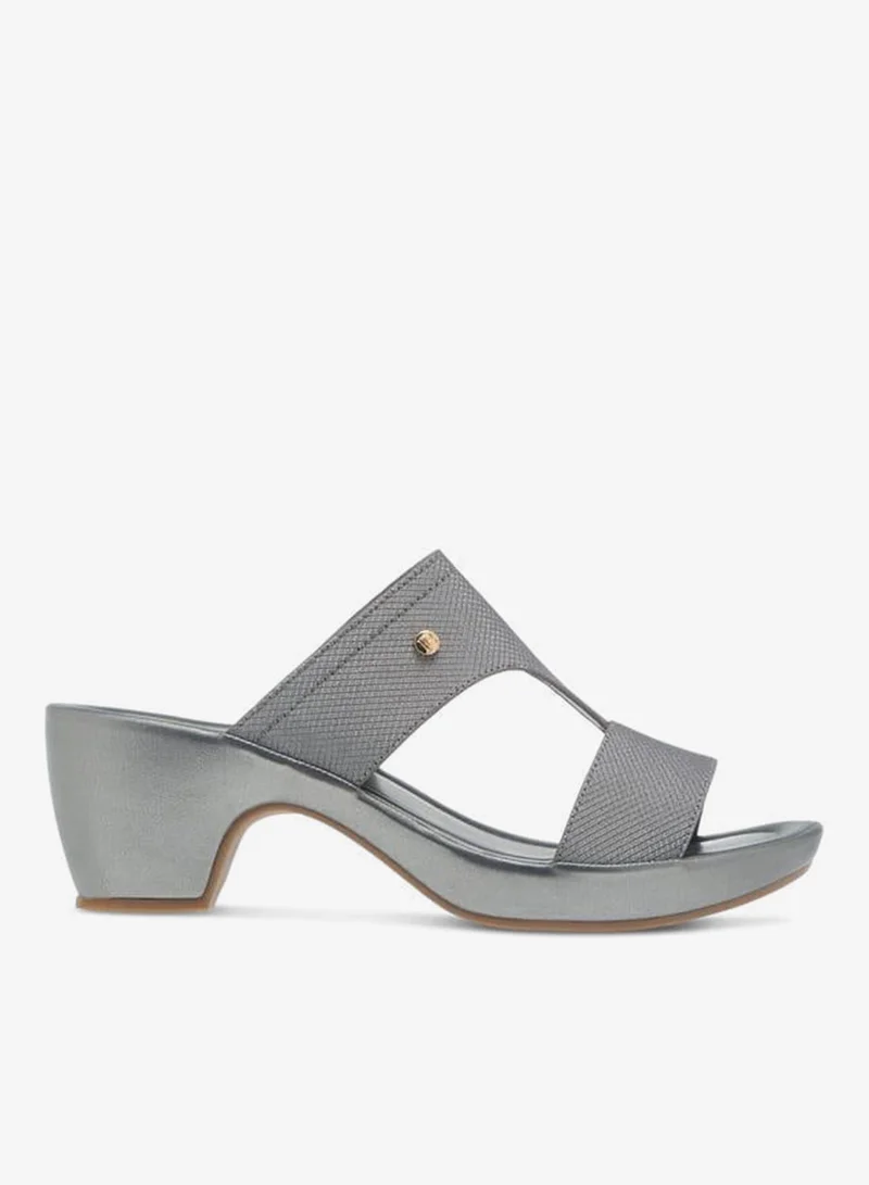 Womens Textured Slip-On Sandals With Block Heels Ramadan Collection