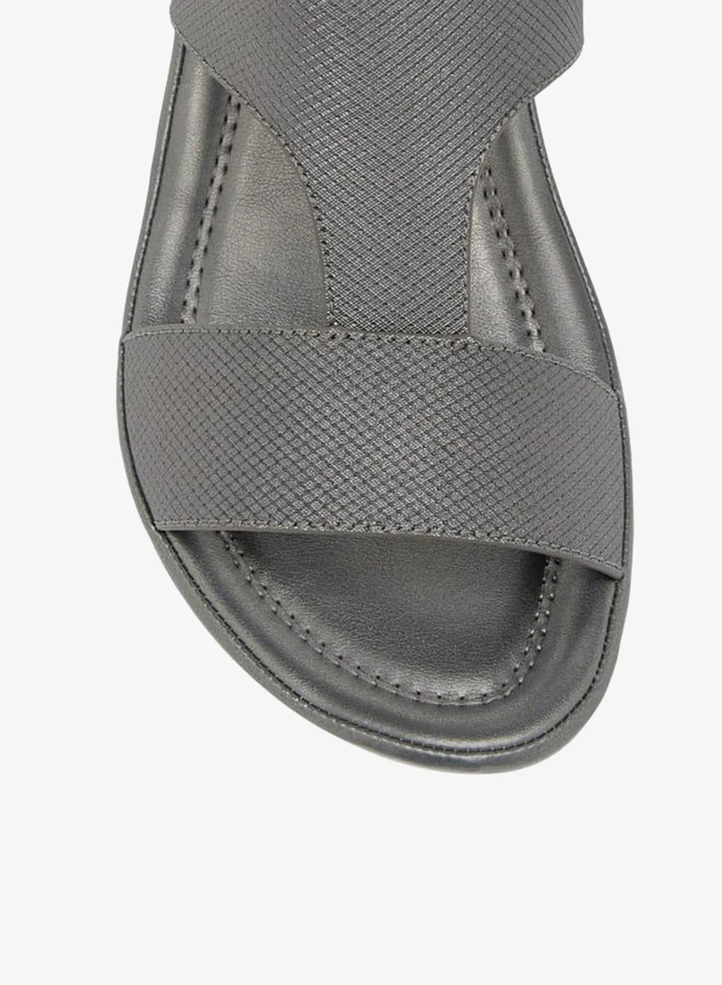 Flora Bella By Shoexpress PEWTER Womens Textured Slip-On Sandals With Block Heels Ramadan Collection for Women | Best Price UAE