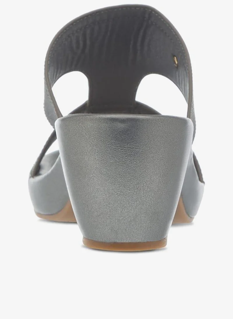 Flora Bella By Shoexpress PEWTER Womens Textured Slip-On Sandals With Block Heels Ramadan Collection for Women | Best Price UAE