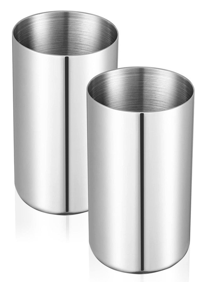 Tofun 2 Packs Silver Pen Holder for Desk, SUS304 Stainless Steel Heavy Duty Pen Holder Stand,Cylinder Pencil Holder,Desktop Stationery Organizer - Image 1