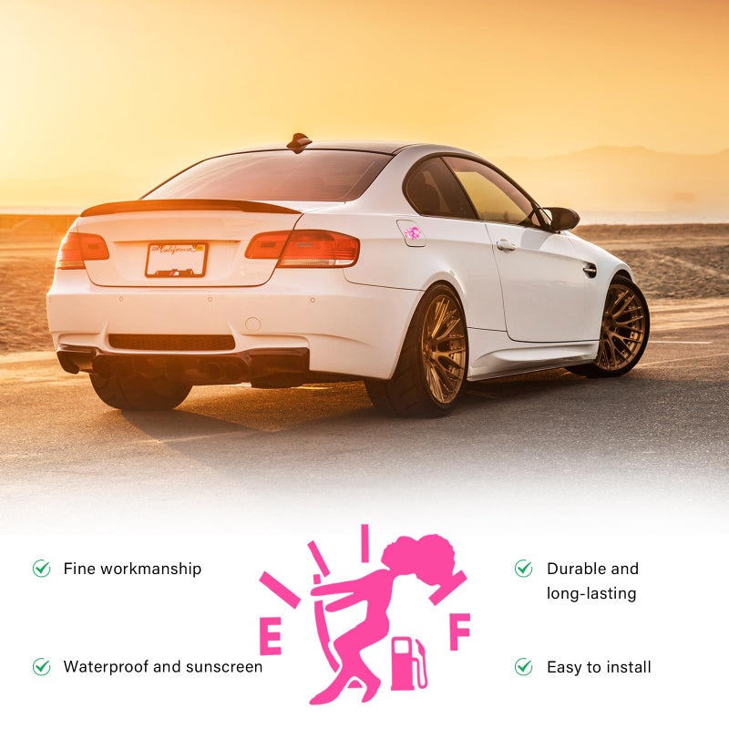 Augeny Funny Car Fuel Tank Sticker, EF Logo Waterproof High Gas Consumption Decal, Universal Vehicle Fuel Gage Empty Stickers Decor Suitable for Cars, Trucks, Motorcycles, SUVs (Hair Female, Pink) - Image 3