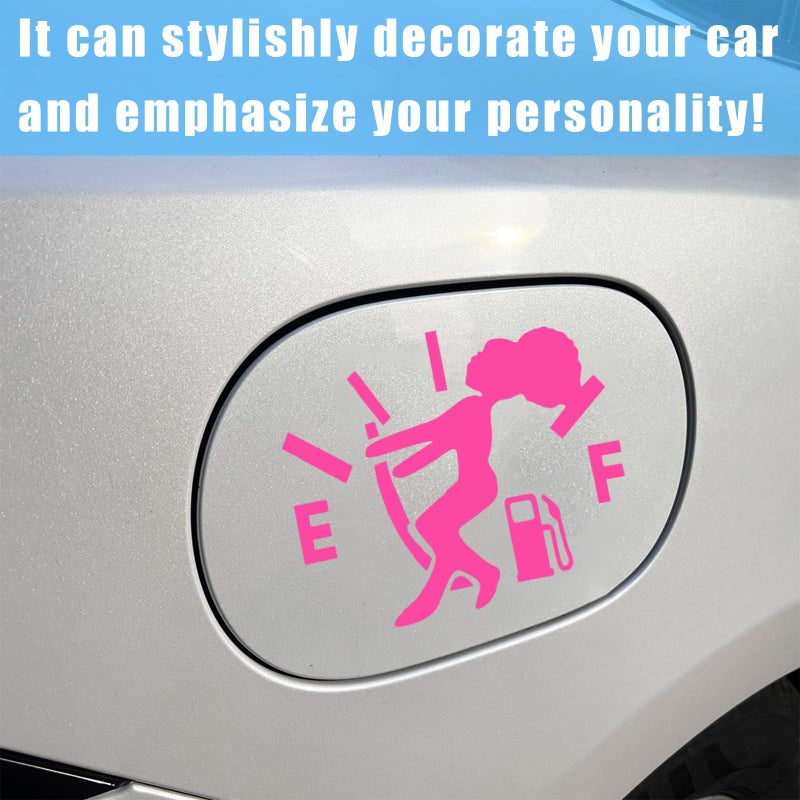 Augeny Funny Car Fuel Tank Sticker, EF Logo Waterproof High Gas Consumption Decal, Universal Vehicle Fuel Gage Empty Stickers Decor Suitable for Cars, Trucks, Motorcycles, SUVs (Hair Female, Pink) - Image 4