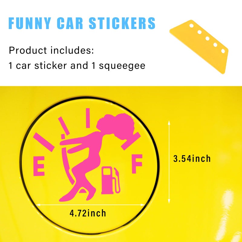 Augeny Funny Car Fuel Tank Sticker, EF Logo Waterproof High Gas Consumption Decal, Universal Vehicle Fuel Gage Empty Stickers Decor Suitable for Cars, Trucks, Motorcycles, SUVs (Hair Female, Pink) - Image 2