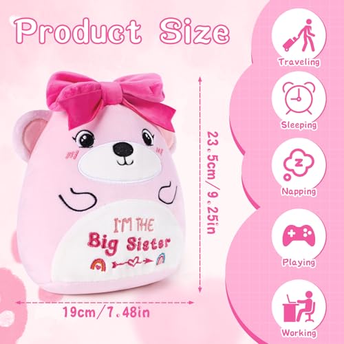 InIsaJace Big Sister Stuffed Animal 9 Inches Cute Pink Bear Stuffed Animals Gifts for Girls Im The Big Sister Bear Plush Toy Gifts Adorable Plushies Gift with Pink Bow - Image 5