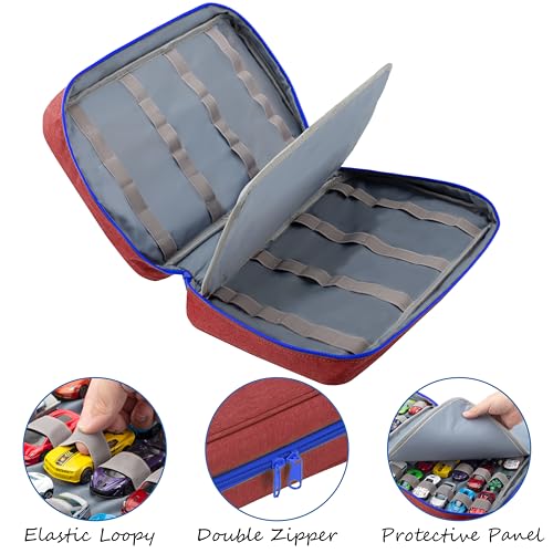 KISLANE Carrying Case for 48 Cars, Kids Cars Storage Case (Bag Only, Red) - Image 2
