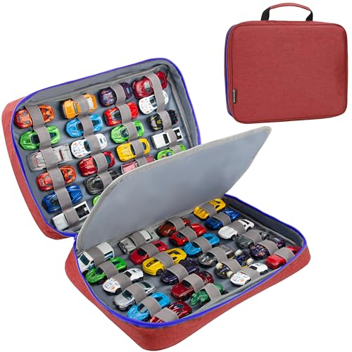 KISLANE Carrying Case for 48 Cars, Kids Cars Storage Case (Bag Only, Red) - Image 1