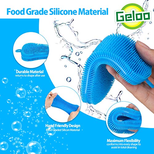 Geloo.Silicone Sponge Dish Brush, Double Sided Cleaning Brush for Dishes, Kitchen Gadgets and Accessories (3 Pack) - Image 5