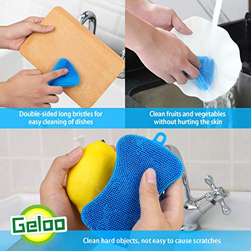 Geloo.Silicone Sponge Dish Brush, Double Sided Cleaning Brush for Dishes, Kitchen Gadgets and Accessories (3 Pack) - Image 4