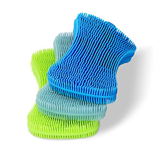 Geloo.Silicone Sponge Dish Brush, Double Sided Cleaning Brush for Dishes, Kitchen Gadgets and Accessories (3 Pack) - Image 1