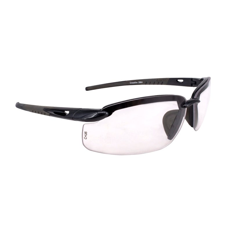 Crossfire 2964 Safety Glasses Clear LensPearl Gray Frame One Size