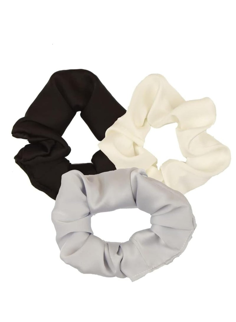 أوزيغالور طقم ربطات شعر ناعمة من حرير التوت الخالص من 3 قطع (أسود، شامبانيا، أحمر خدود) - ربطات شعر ناعمة للنساء، الفتيات - Image 1