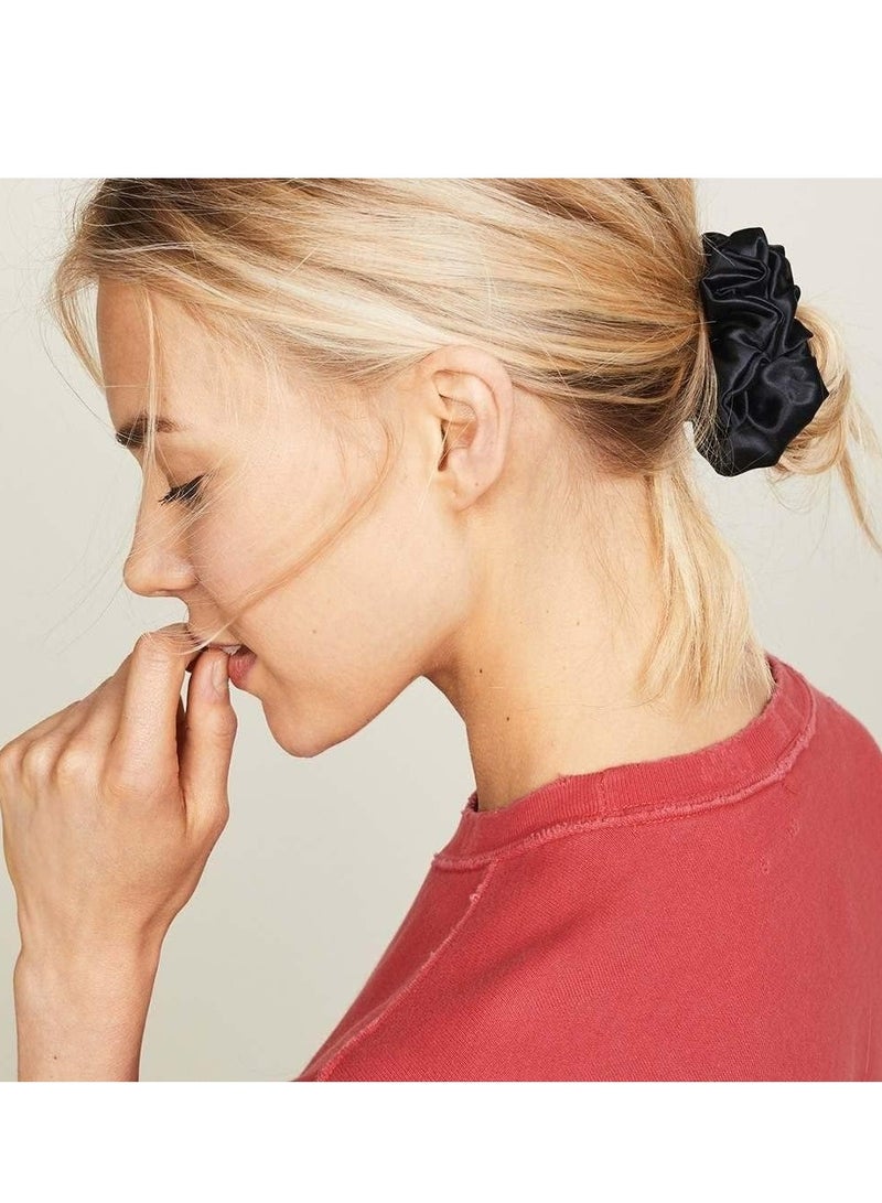 أوزيغالور طقم ربطات شعر ناعمة من حرير التوت الخالص من 3 قطع (أسود، شامبانيا، أحمر خدود) - ربطات شعر ناعمة للنساء، الفتيات - Image 4