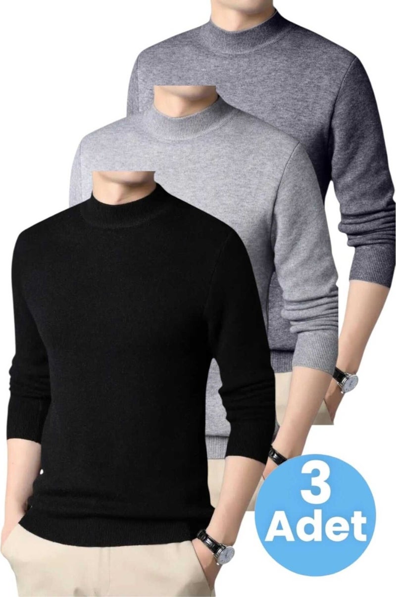Tezzgelsin 3-Pack Men's Non-Pilling Half Turtleneck Knitwear Sweater Half Turtleneck Knitwear Sweater  - Image 1