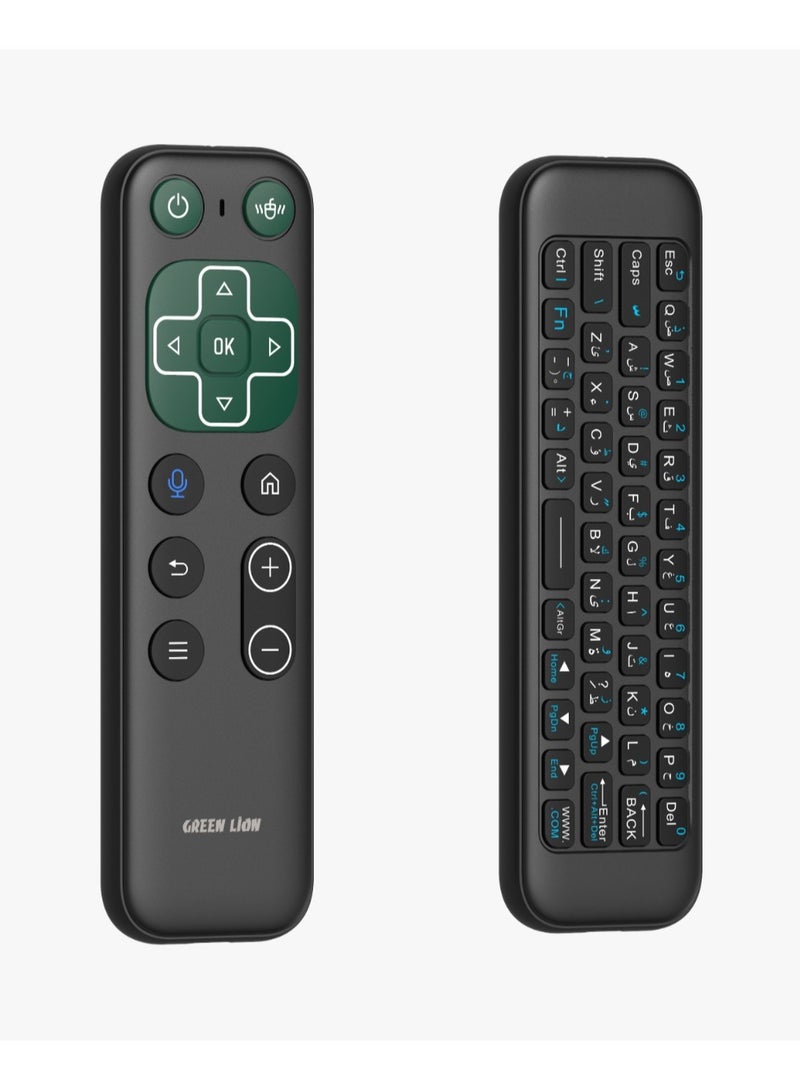 GREEN LION Wireless Remote with Keyboard and Mouse / Compatible with Android/Windows/Mac OS/Linux / Voice Assistant / Smart Remote Control / IR Remote / Air Mouse / Mini Keyboard - Black - Image 1