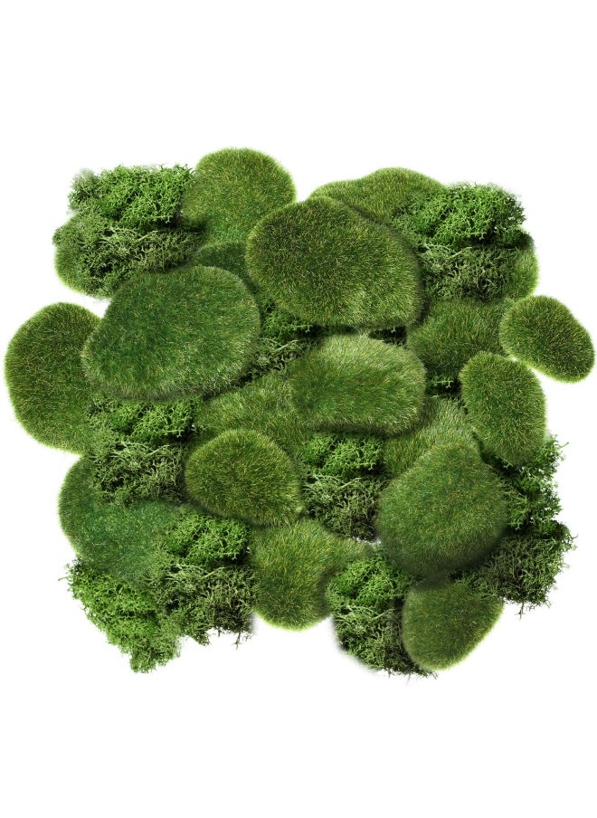 Chuangdi Artificial Moss Rock Assorted Sized Decorative Faux Green Stones Green Moss Balls With 20 Gram Preserved Green Moss For Floral Arrangements And Cra Feet Ing Gardens 20 Pieces  - Image 1