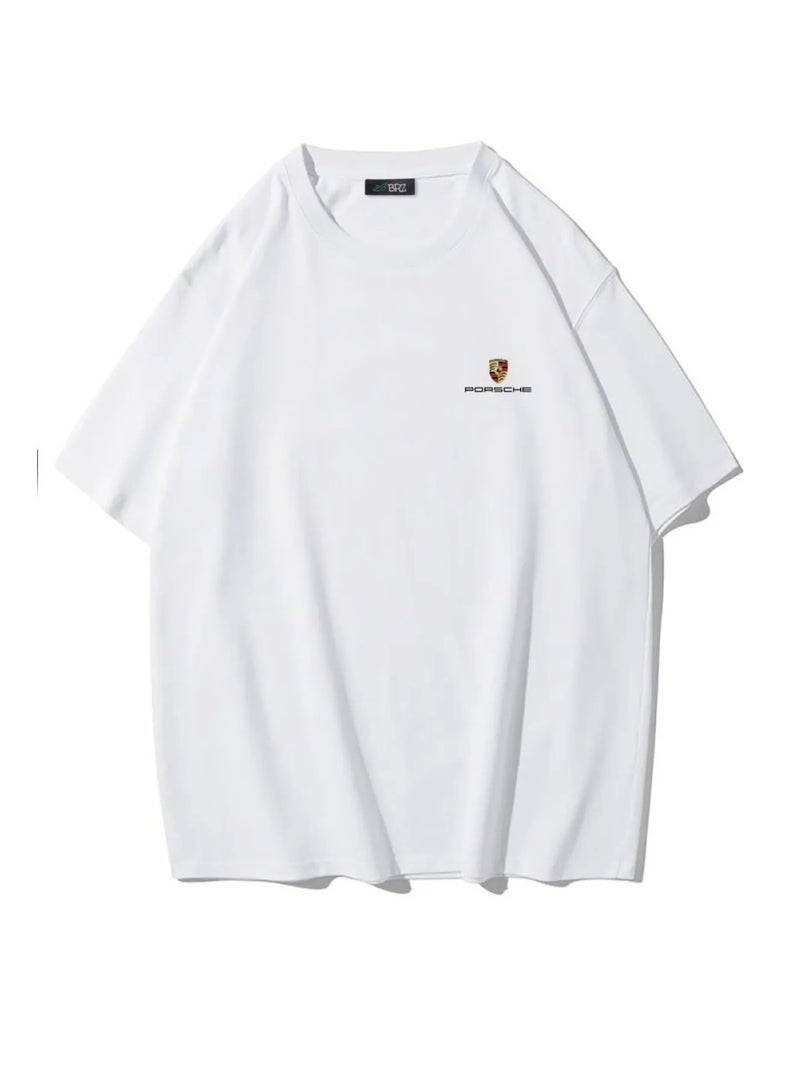MR DARZI Mr Darzi Men’s Oversized Cotton White T-Shirt – Porsche Edition Style Meets Speed.  - Image 1