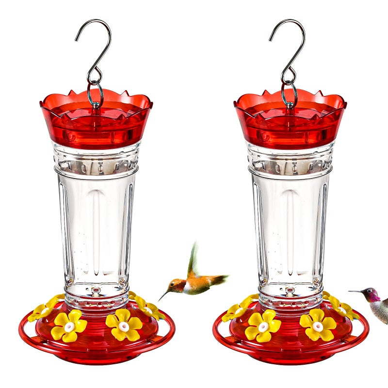 Jealoeur 2 Pack Hummingbird Feeder for Outdoors Hanging 18 OZ Humming Birds Feeders with 6 Bee Guard Feeding Ports Builtin Ant Moat Easy to Clean Durable Outdoor Garden DecorClear BB - Image 2