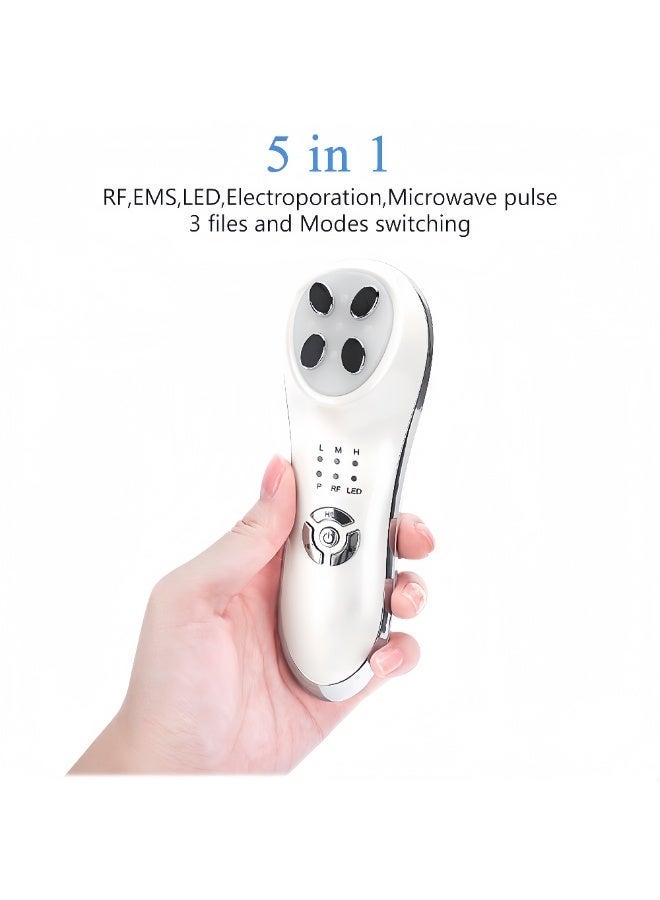 Smart Electroporation Needle-Free Mesotherapy Facial Lifting Device – Combines RF, EMS Microcurrent, and Photon Therapy – Anti-Wrinkle Beauty Wand (White) - Image 2