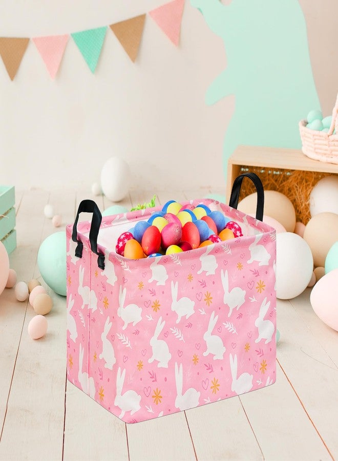 KUNRO Bunny Easter Eggs Basket Storage Basket Gift Shelf Basket Storage Bin, Nursery Basket Organizer Box for With Handles for Room Deco - Image 3