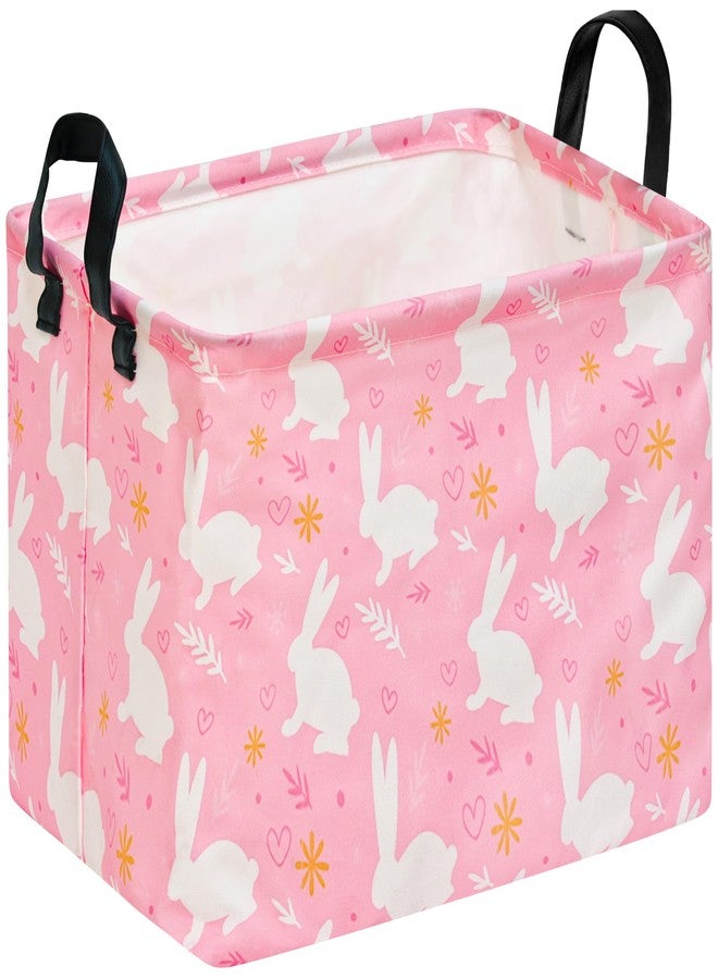 KUNRO Bunny Easter Eggs Basket Storage Basket Gift Shelf Basket Storage Bin, Nursery Basket Organizer Box for With Handles for Room Deco - Image 1
