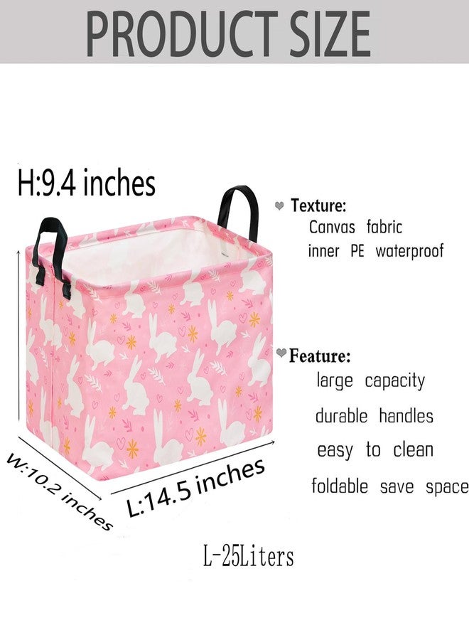 KUNRO Bunny Easter Eggs Basket Storage Basket Gift Shelf Basket Storage Bin, Nursery Basket Organizer Box for With Handles for Room Deco - Image 2