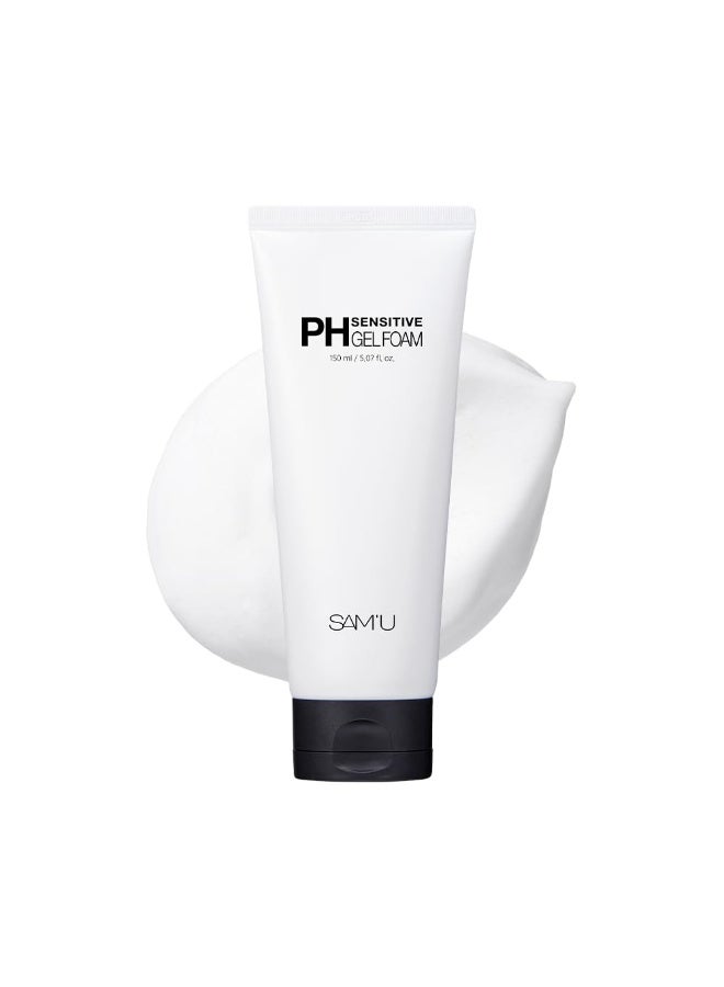 SAM'U PH Sensitive Gel Foam Cleanser | Korean Hydrating Face Wash with Hyaluronic Acid & Centella | Gentle Facial Cleanser for Dry & Sensitive Skin (5.07 Fl. Oz.) - Image 1