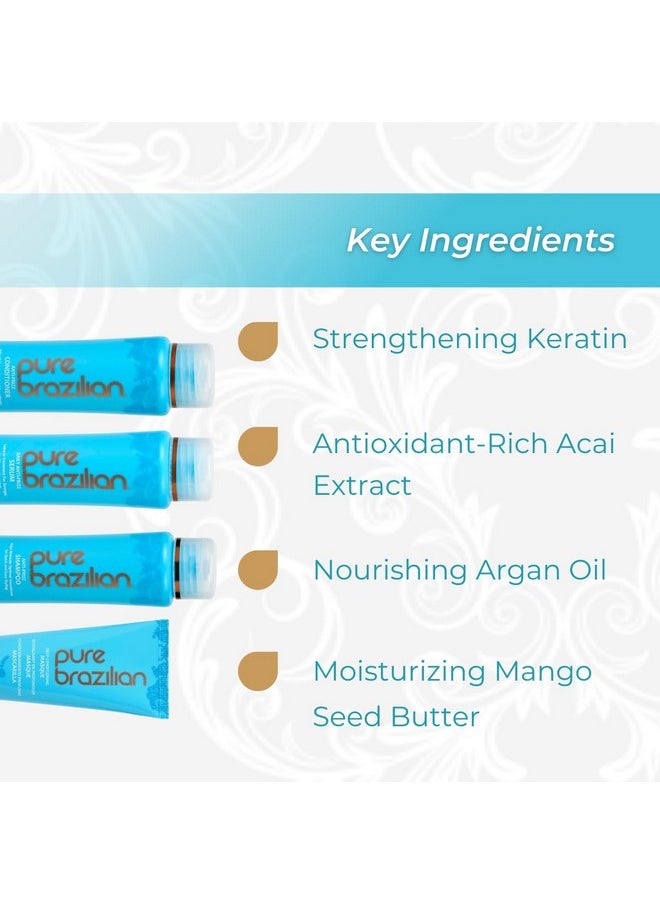Pure Brazilian PURE BRAZILIAN - 4 Piece Essential Travel Size Kit: Anti-Frizz Shampoo, Conditioner, Serum & Masque  - Image 3