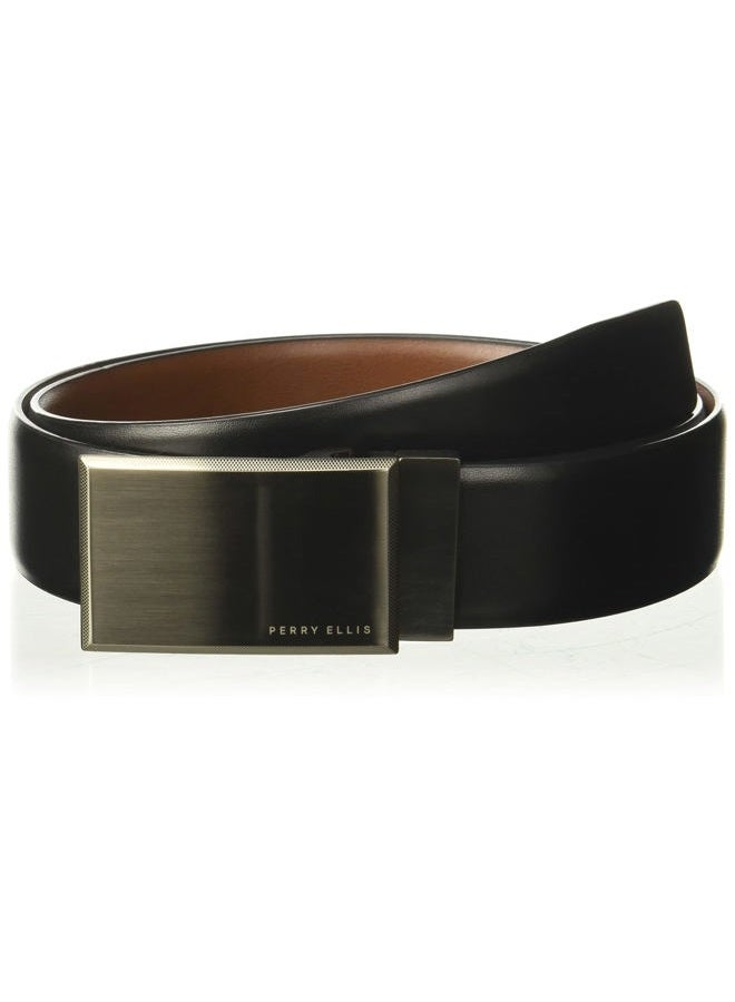FantasyDay Men's Portfolio Patterned Plaque Reversible Belt, 100% Leather (Sizes 30-44 Inches), Blk20, 34 - Image 1