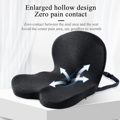 Mosxoed Seat Cushion for Truck Driver, Memory Foam Truck Seat Cushion with Adjustable Strap – Ergonomic Back Support & Sciatica Relief for Long Drives, Semi Truck Accessories, Dark Gray - Image 4