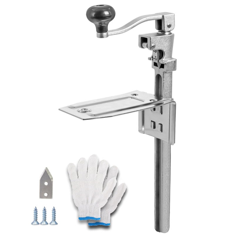 Commercial Heavy Duty Can Opener Adjustable Manual Opener with 2 Blades  Plated Steel Base Fits Cans Up to 10 Tall for Restaurant Hotel Food Store