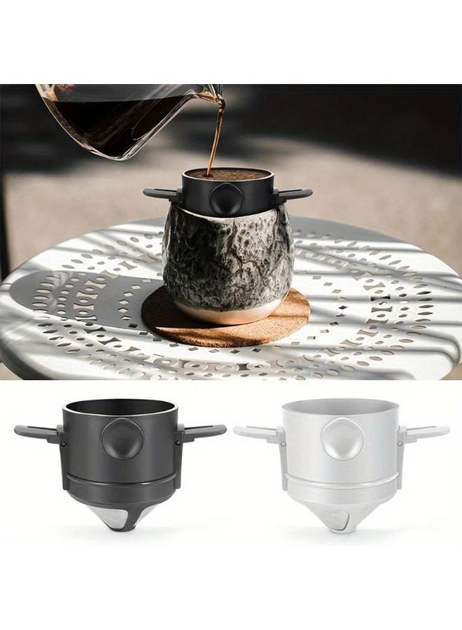 White Stainless Steel Portable Foldable Coffee Filter For Hand Pour Over Brewing - Image 3