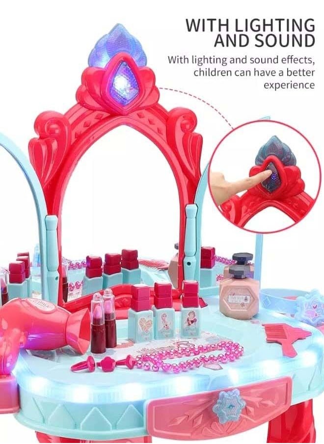 BAYBEE Kids Beauty Set Makeup Kit For Girls With Dressing Table And Chair Mirror Music Pretend Play Toys For Girls Role Play Toys Beauty Set For Kids Girls Kids Make Up Set Toys For Girls 3+Years  - Image 4