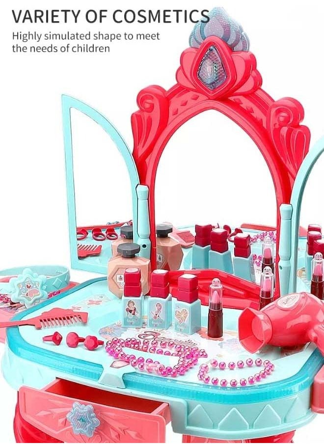 BAYBEE Kids Beauty Set Makeup Kit For Girls With Dressing Table And Chair Mirror Music Pretend Play Toys For Girls Role Play Toys Beauty Set For Kids Girls Kids Make Up Set Toys For Girls 3+Years  - Image 3