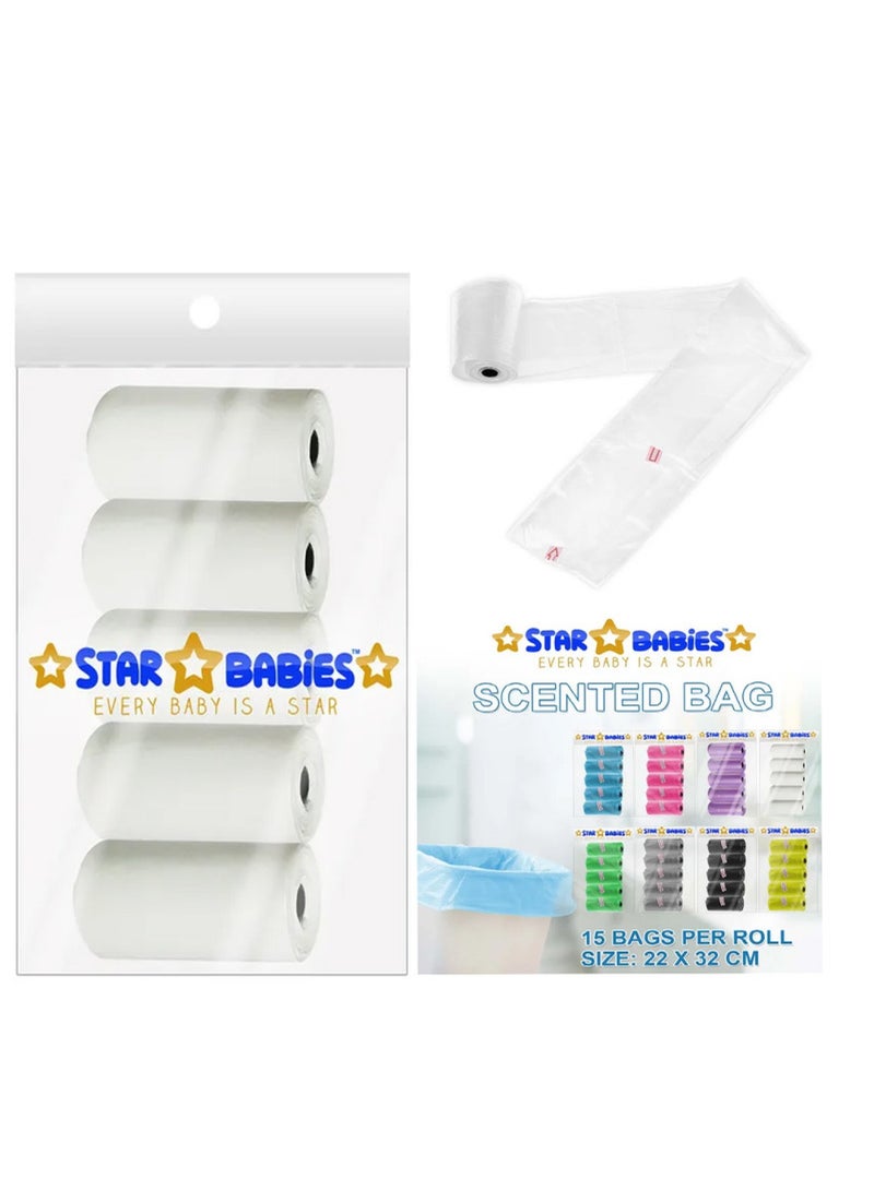 STAR BABiES Combo Pack Scented Bag Pack Of 5 With Dispsoable Towel Pack Of 3   Grey - Image 4