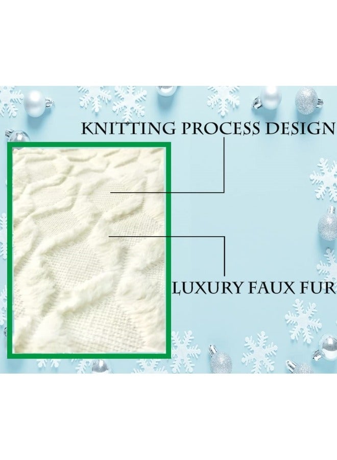 CCOVERY 48 Inch Christmas Tree Skirt Faux Fur with Cable Knit Knitted Thick Decoration for Merry Christmas Decorations  - Image 4