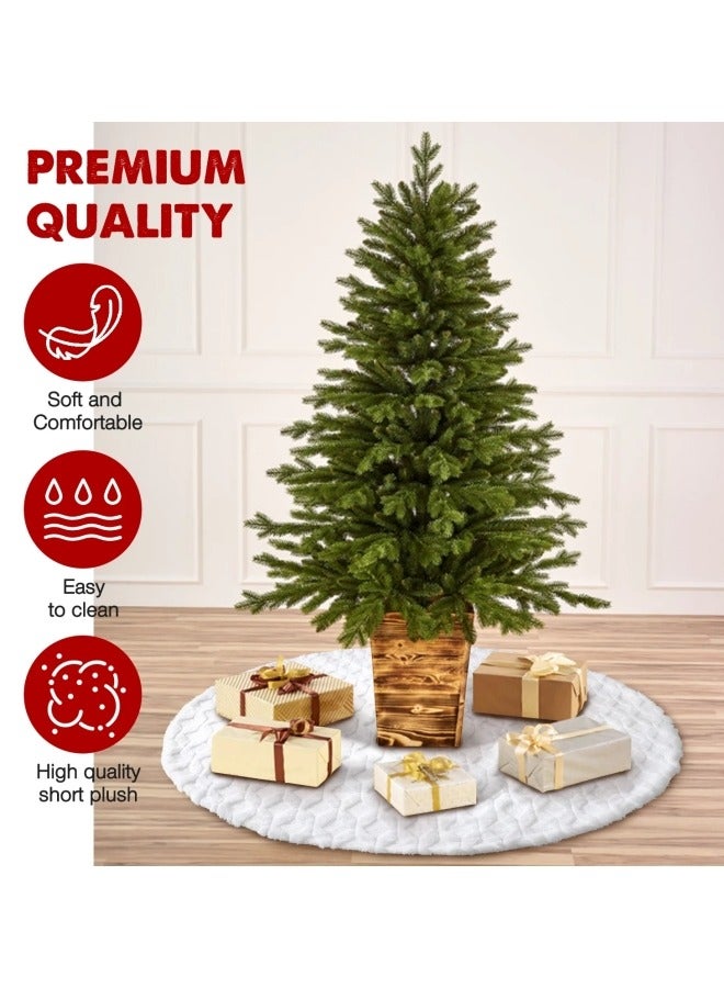 CCOVERY 48 Inch Christmas Tree Skirt Faux Fur with Cable Knit Knitted Thick Decoration for Merry Christmas Decorations  - Image 5