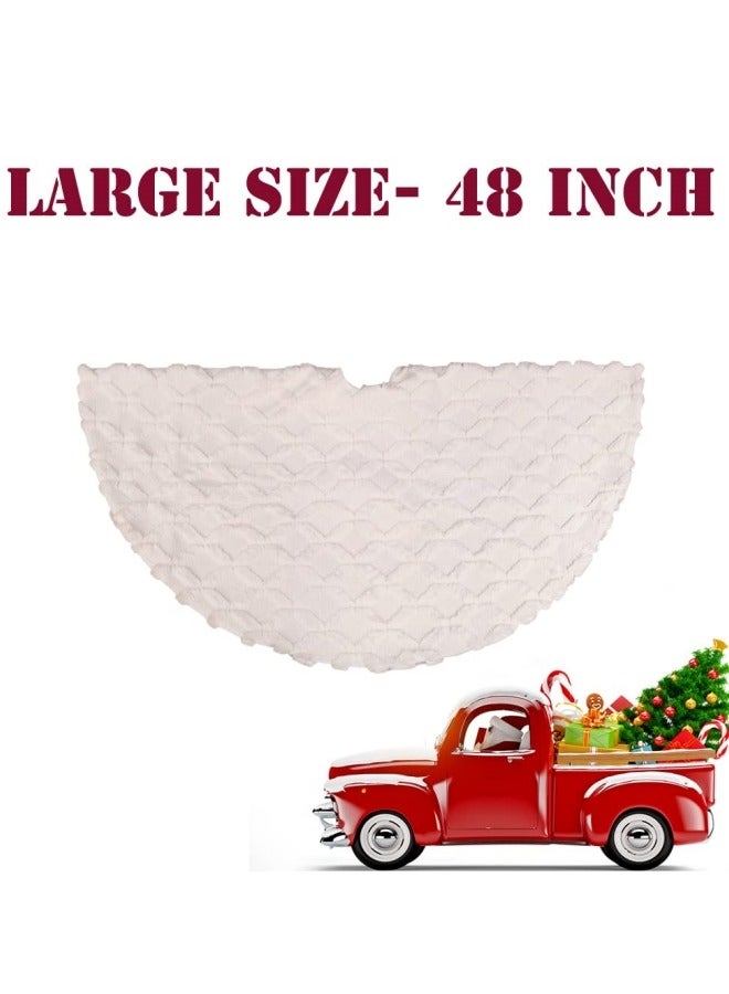 CCOVERY 48 Inch Christmas Tree Skirt Faux Fur with Cable Knit Knitted Thick Decoration for Merry Christmas Decorations  - Image 3