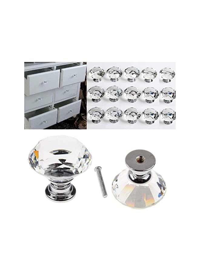 promass 40MM Clear Crystal Glass Diamond Cut Door Knobs Kitchen Cabinet Drawer knobs+Screw Home Decorating (6) - Image 3