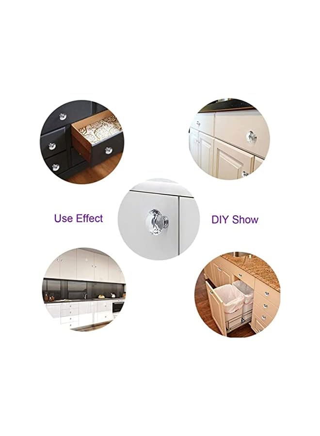 promass 40MM Clear Crystal Glass Diamond Cut Door Knobs Kitchen Cabinet Drawer knobs+Screw Home Decorating (6) - Image 4