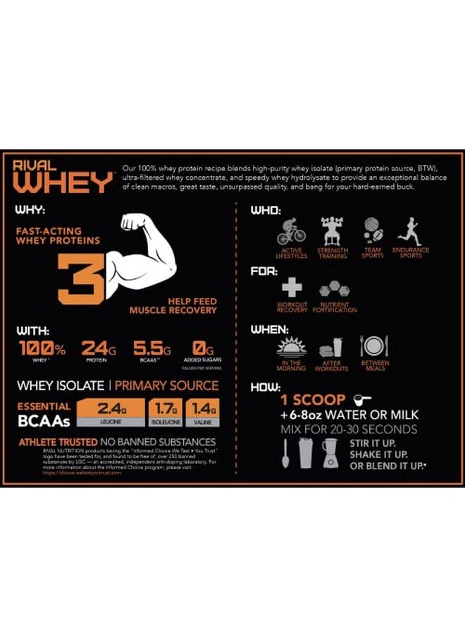 Health & Household - Rivalus Rivalwhey - Cookies And Crème 2Lb - 100% Whey Protein, Whey Protein Isolate Primary Source, Clean Nutritional Profile, Bcaas, No Banned Substances, Made In Usa - Image 1