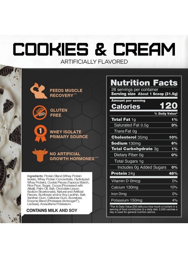 Health & Household - Rivalus Rivalwhey - Cookies And Crème 2Lb - 100% Whey Protein, Whey Protein Isolate Primary Source, Clean Nutritional Profile, Bcaas, No Banned Substances, Made In Usa - Image 1