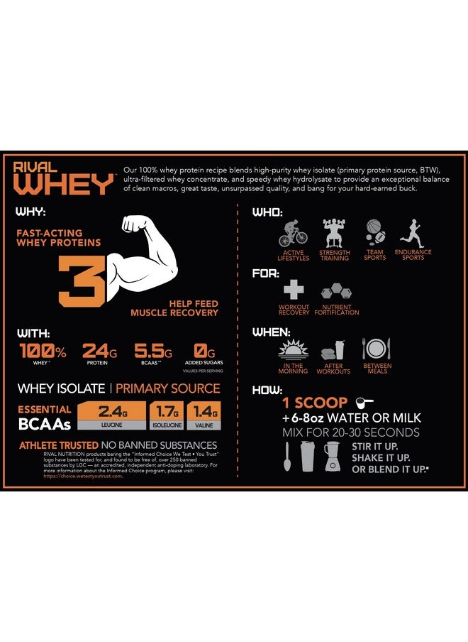 Health & Household - Rivalus Rivalwhey - Cookies And Crème 2Lb - 100% Whey Protein, Whey Protein Isolate Primary Source, Clean Nutritional Profile, Bcaas, No Banned Substances, Made In Usa - Image 1